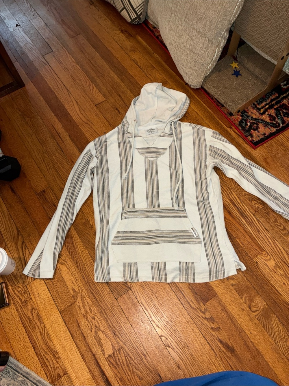 Surf Gear Striped Baja Hoodie in Cream and Brown